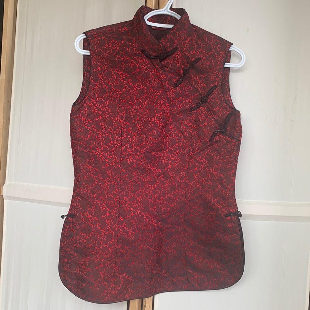 Black/Red Chinese brocade pattern traditional style cheongsam style, by Bersso